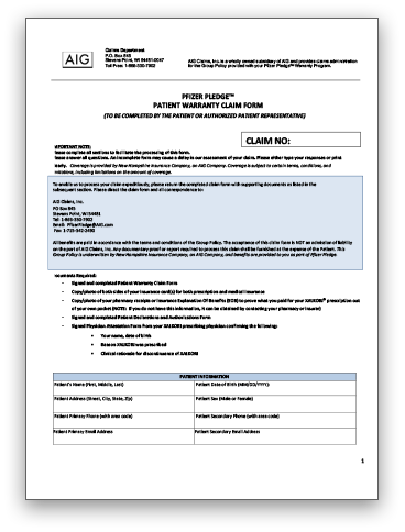 patient warranty claim form